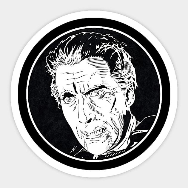 DRACULA (1958) (Circle Black and White) Sticker by Famous Weirdos